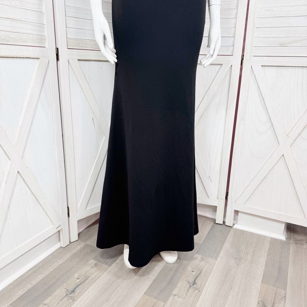Lulus Amelia Plunge Neck Racerback Sleeveless Maxi Dress Evening Gown Black XS‎ - Picture 6 of 14